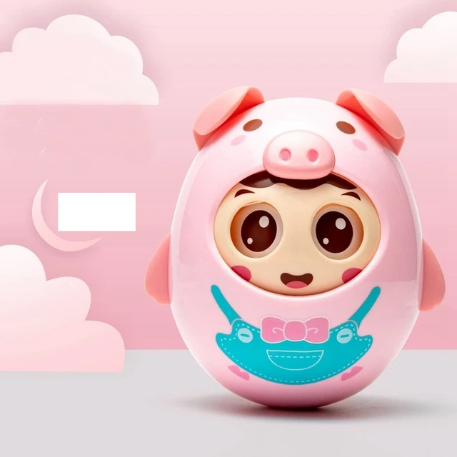 Educational soft pig toy for baby, musical tumbler with teething features, sensory play