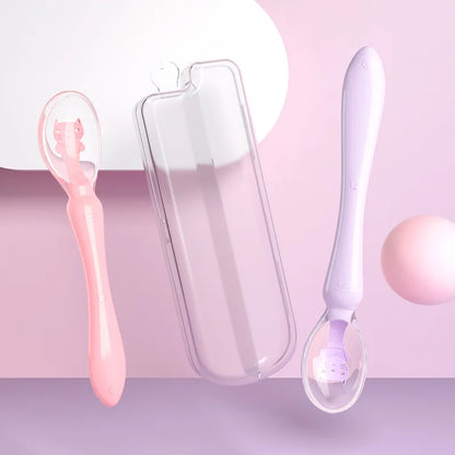 Baby silicone feeding spoons: pink, blue, and green, perfect starter set for infants