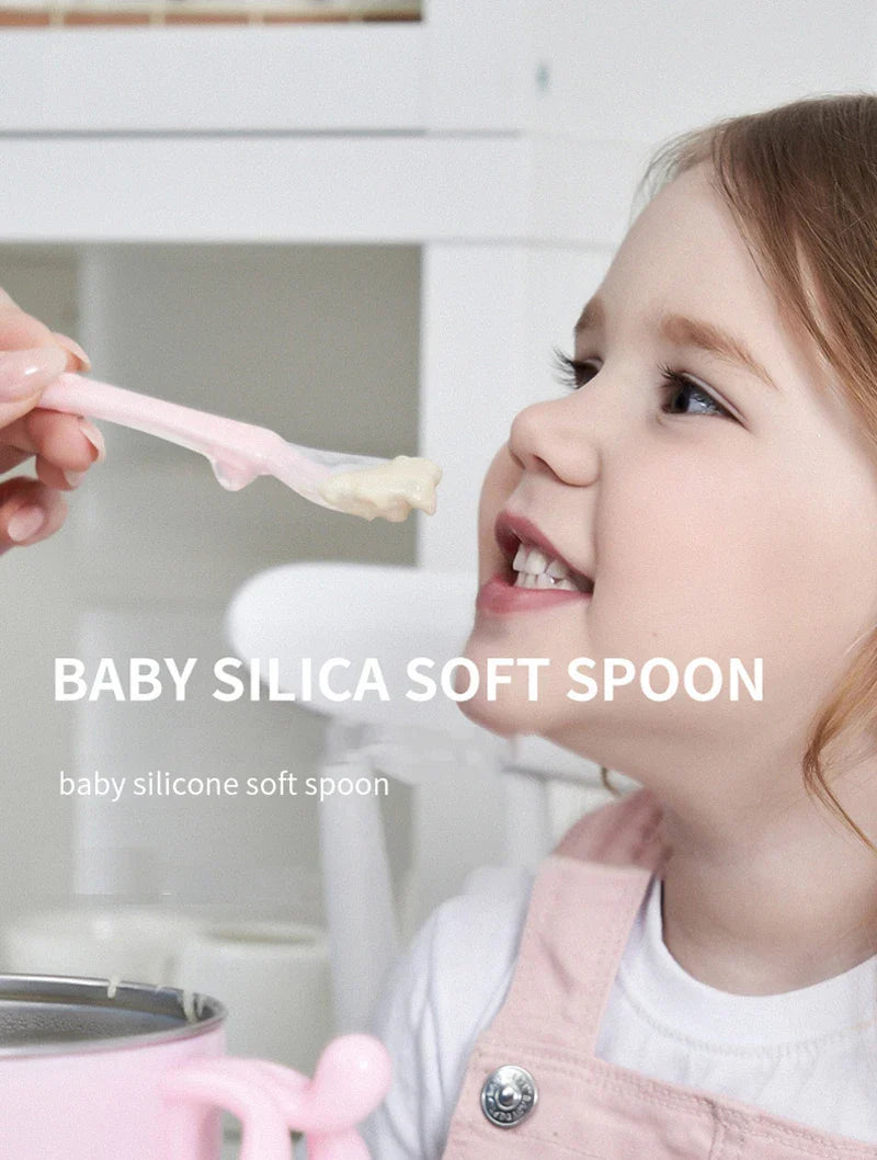 Detail of food-grade silicone baby spoon, safe and durable for daily use