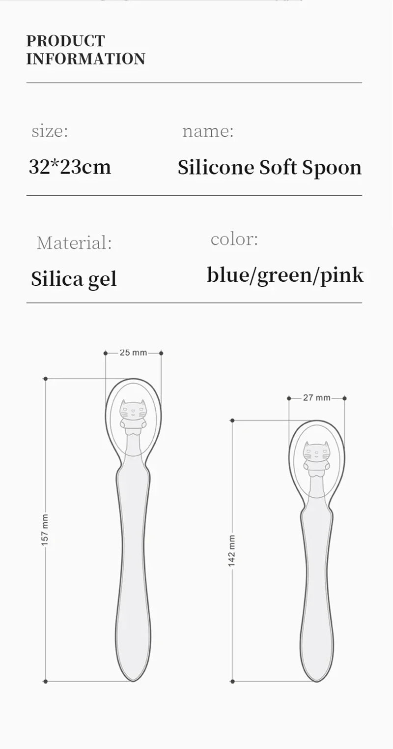 Toddler utensil set featuring soft silicone spoons, ideal for baby-led weaning