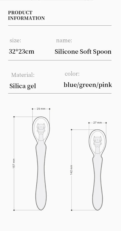 Toddler utensil set featuring soft silicone spoons, ideal for baby-led weaning