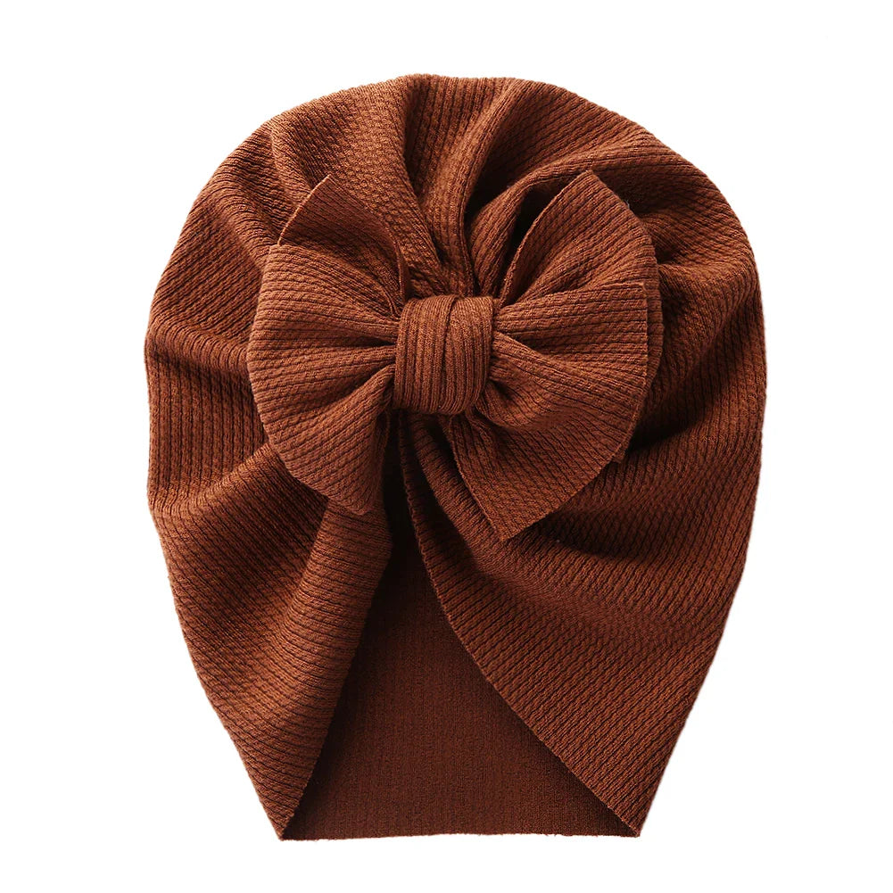 Brown baby topknot turban, cozy polyester baby headwrap, perfect toddler accessory