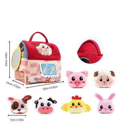 Kids' educational plush animal sorter toy, featuring friendly barn animals for interactive play