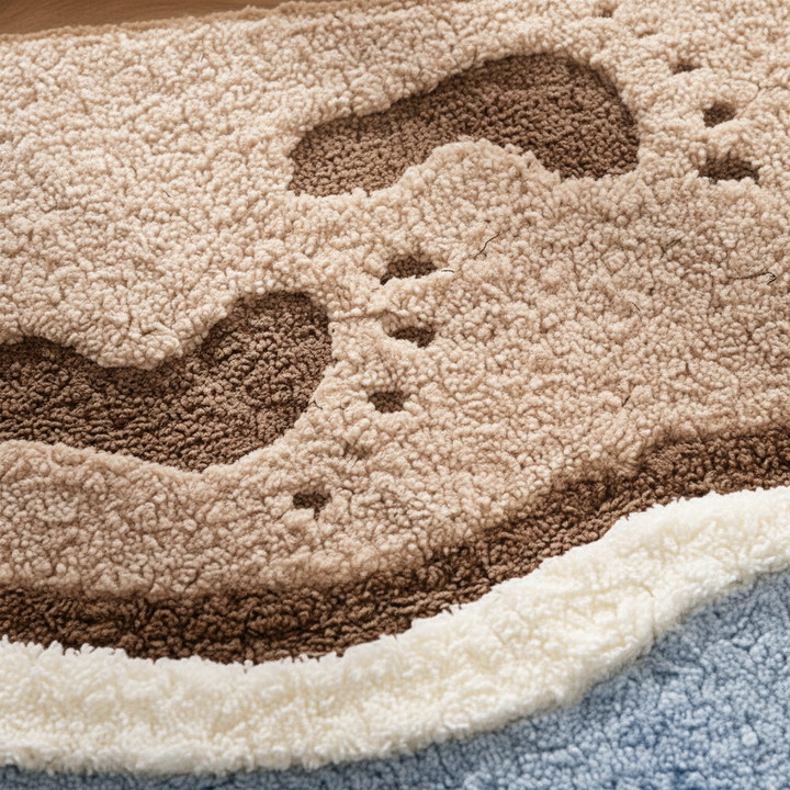 Absorbent & non-slip FjordFluff bath rug. Soft plush floor mat for bathroom safety and cozy home decor.