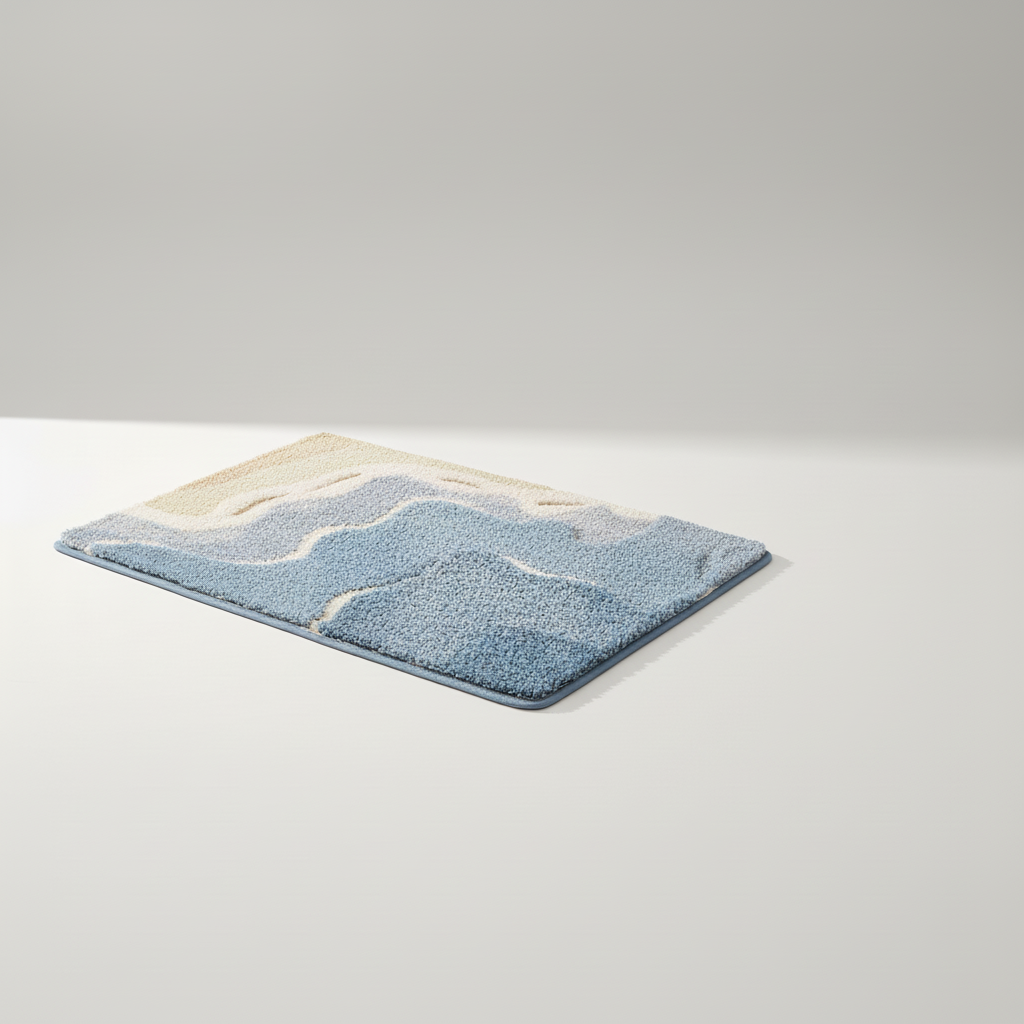 Versatile soft plush bathroom floor mat. FjordFluff provides cozy comfort & absorbency for modern home decor.
