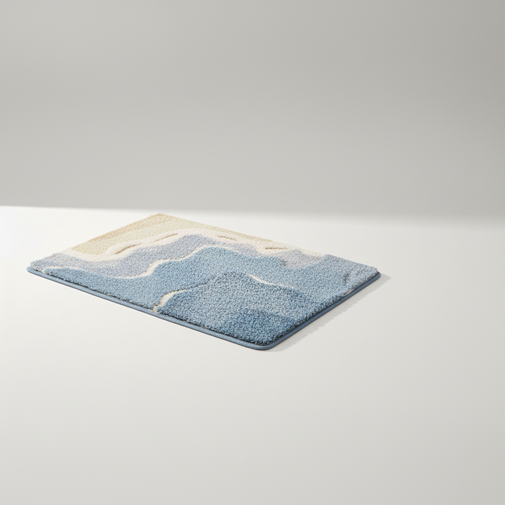 Versatile soft plush bathroom floor mat. FjordFluff provides cozy comfort & absorbency for modern home decor.