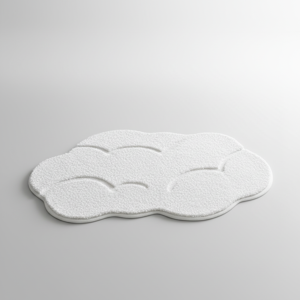 Close-up of FjordFluff soft plush bathroom mat texture, highlighting its luxurious, cozy, and absorbent fibers.