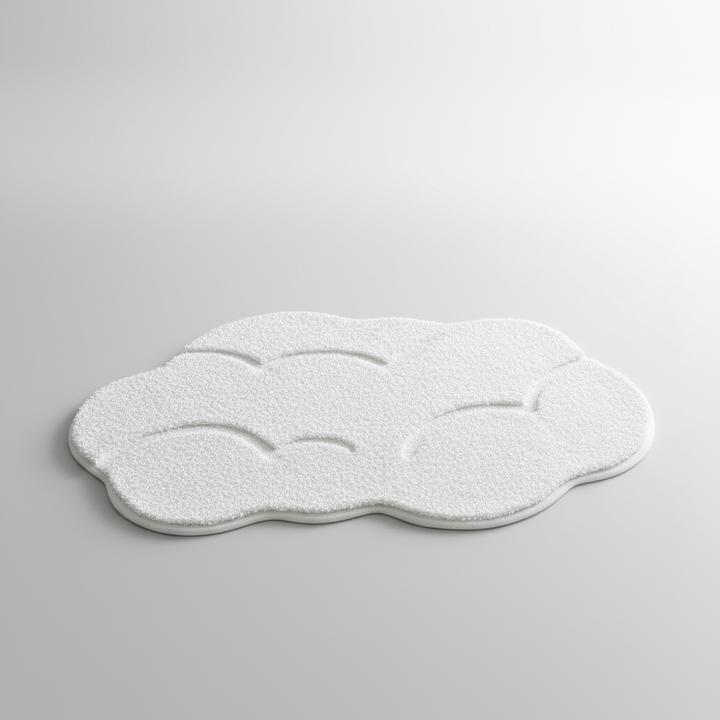 Close-up of FjordFluff soft plush bathroom mat texture, highlighting its luxurious, cozy, and absorbent fibers.