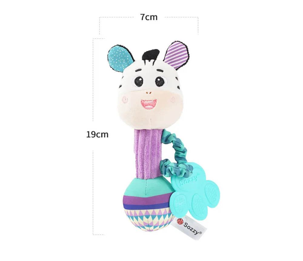 Crocodile baby animal rattle, soft green plush grip toy for infants, fun design