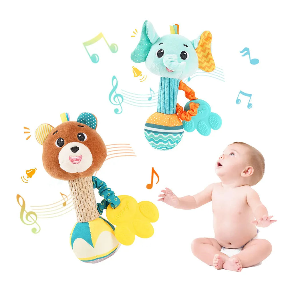 Cute lion baby grip rattle, developmental plush toy for newborns, safe & soft