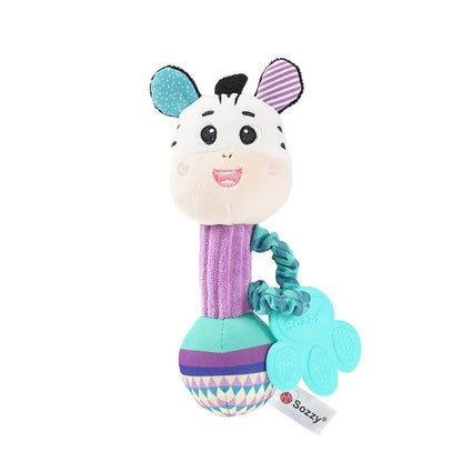 Owl baby animal plush rattle, sensory toy for newborns, colorful and soft-textured