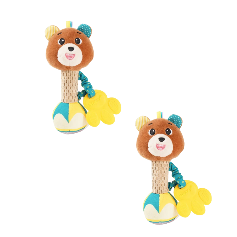 Assorted plush rattles for baby, colorful animal designs, sensory infant toys
