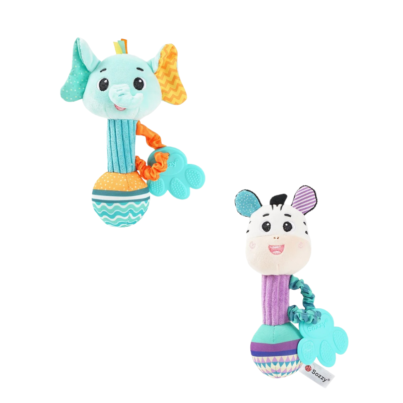 Baby frog rattle with soft plush, sensory developmental toy for infants