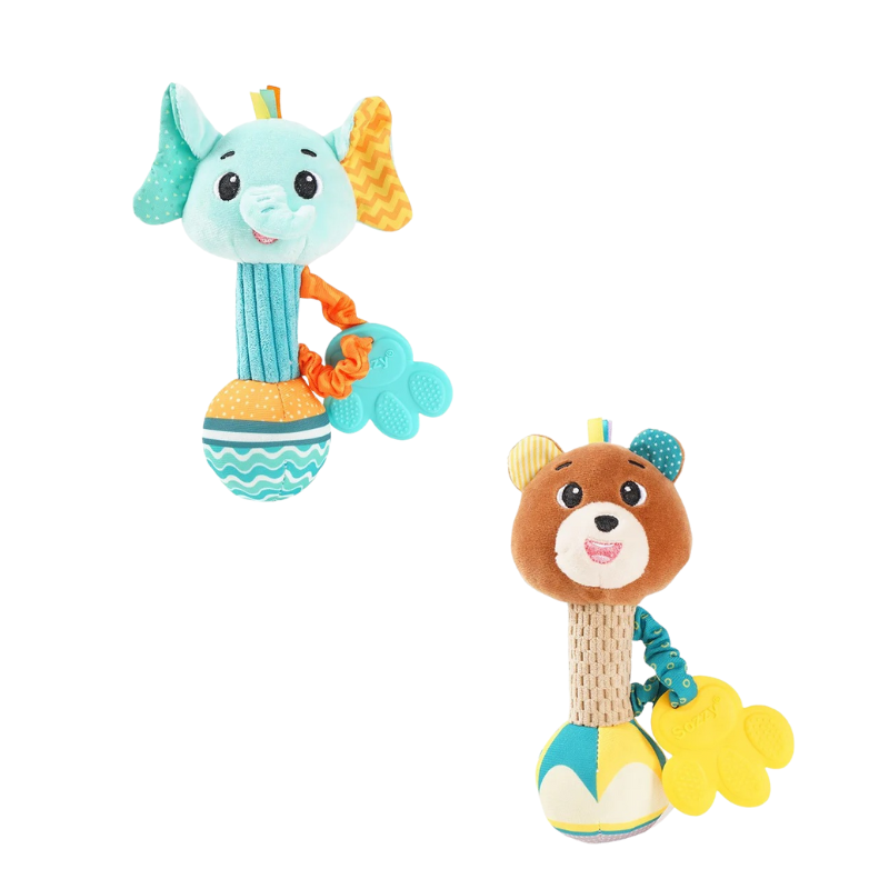 Fox character baby rattle, soft plush infant toy, developmental sensory gift