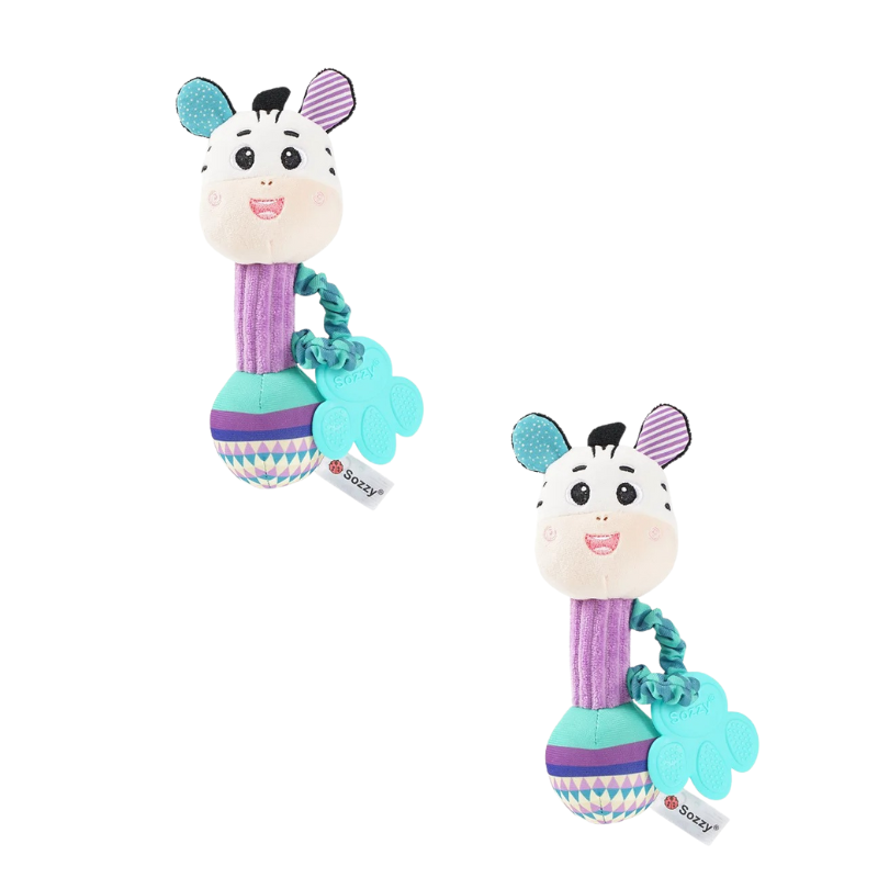 Rabbit plush baby rattle, soft developmental toy for infants, sensory gift
