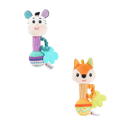 Plush animal rattles set for baby, assorted sensory infant toys, newborn gift