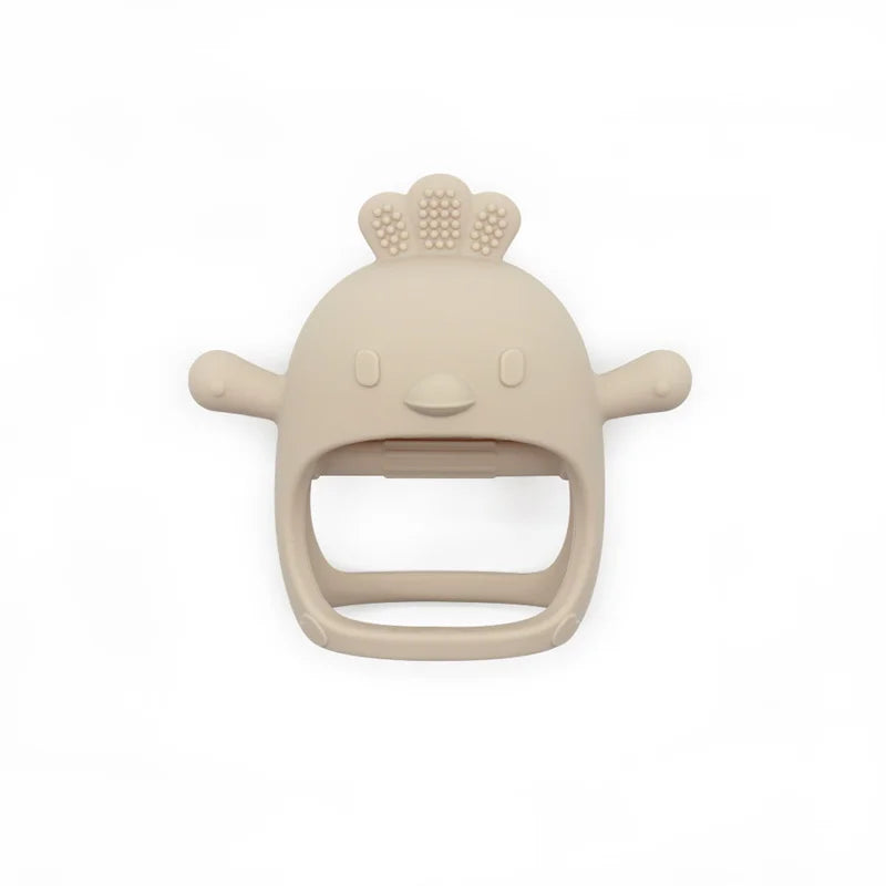 Comforting animal teether toy for babies, soft silicone, provides gentle teething relief