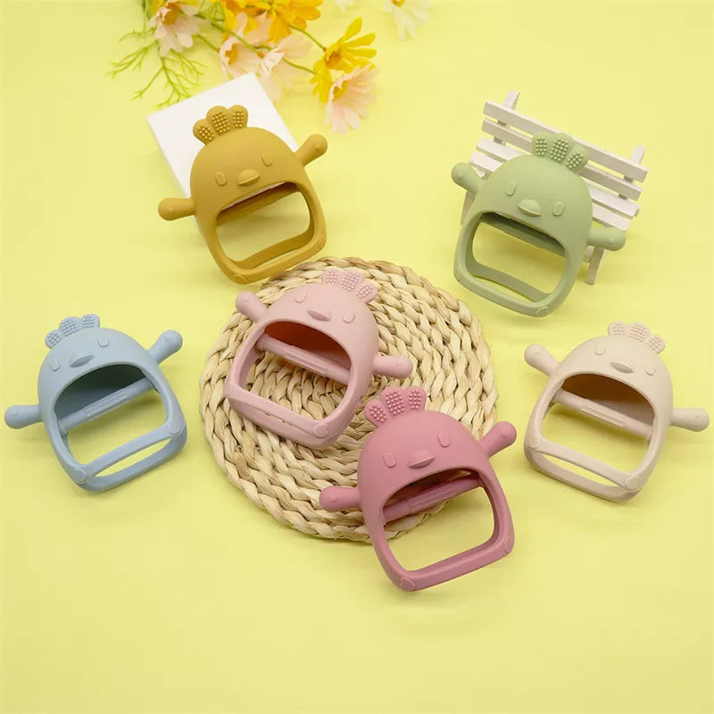 Sensory exploration: animal silicone teether toy helps babies with teething and touch