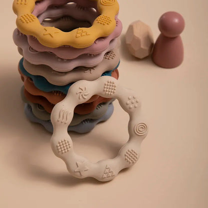 Soft silicone baby teether for soothing gums & oral development, non-toxic infant soother