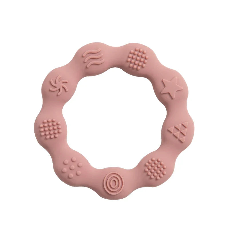 Stylish silicone teether in a modern design, a practical newborn essential and baby gift