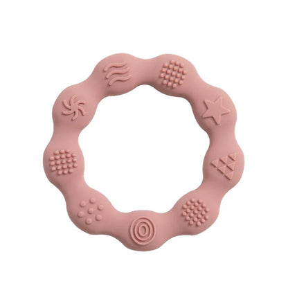 Stylish silicone teether in a modern design, a practical newborn essential and baby gift