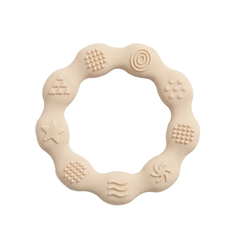 Silicone teether with various textures, providing comfort for different stages of teething