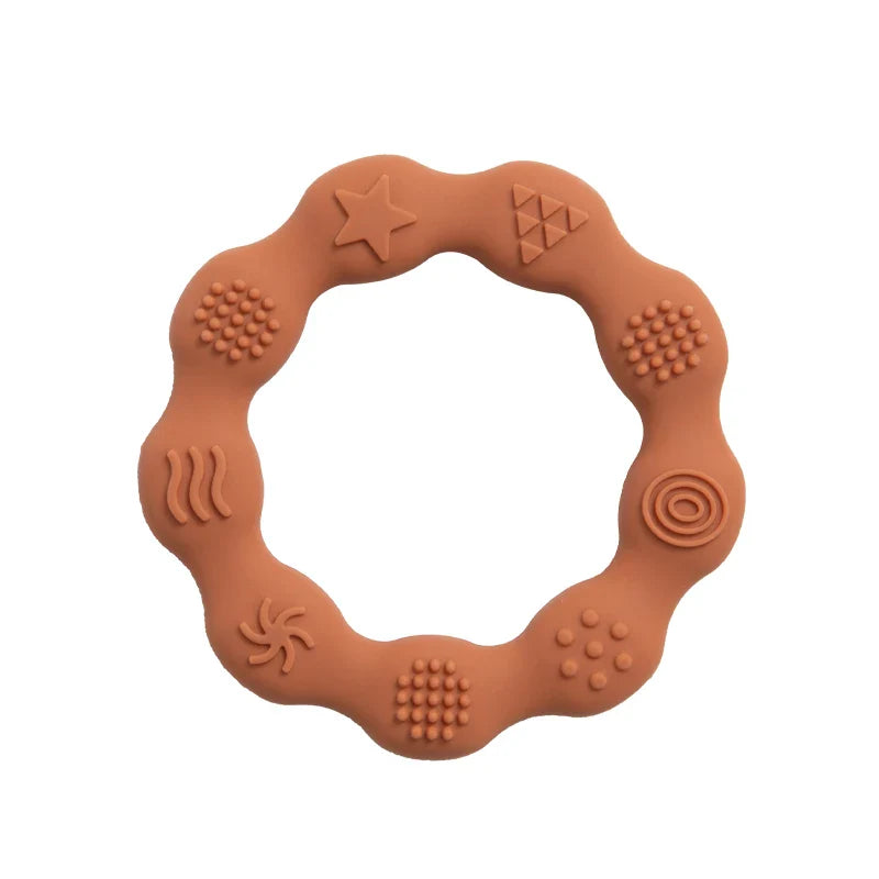 Chewable silicone teething toy for babies, aiding oral development & gum relief