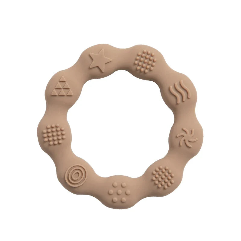 Durable silicone baby teether, withstands vigorous chewing from infants and toddlers