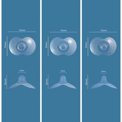 Ergonomic breastfeeding nipple protectors in soft silicone, helping with latch difficulties in a 2-pack.