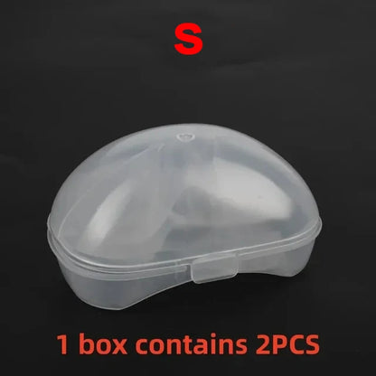 Breastfeeding nipple protectors made of soft silicone, a 2-pack to aid with latch and provide comfort.