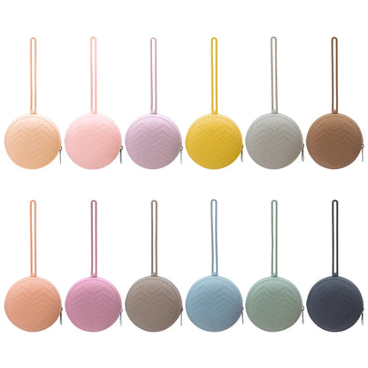 Soft silicone pacifier holder in a vibrant color, perfect for keeping pacifiers safe and clean for infants.
