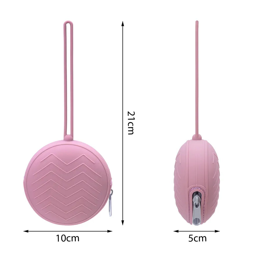 Portable silicone pacifier holder attached to a stroller, a convenient baby accessory for on-the-go parents.