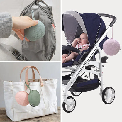 Nursing & feeding accessory: a brightly colored silicone pacifier holder, great for baby shower gifts.