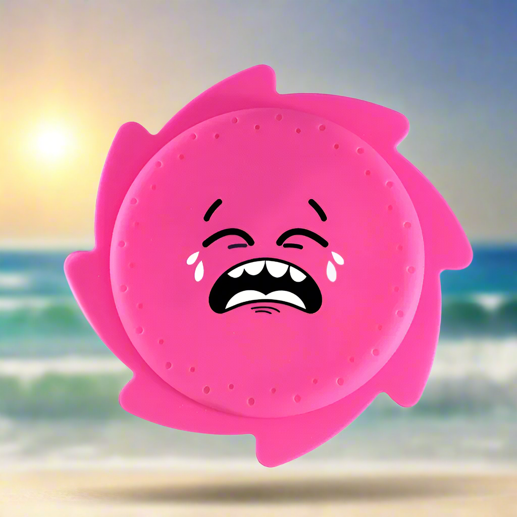 Parent and child playing with a soft silicone water frisbee, promoting family outdoor fun and active play
