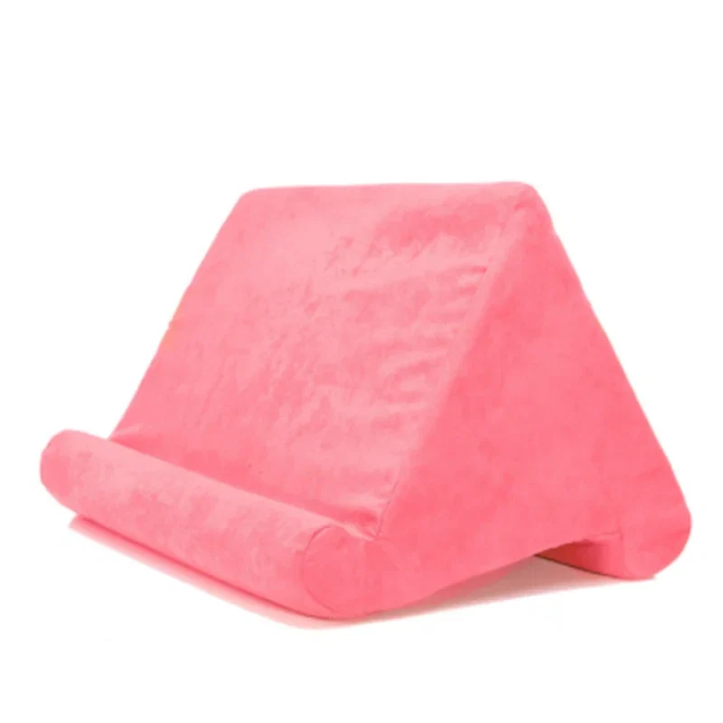 Tablet bed stand: soft pillow holder. Ergonomic design for hands-free comfortable viewing and reading in bed.