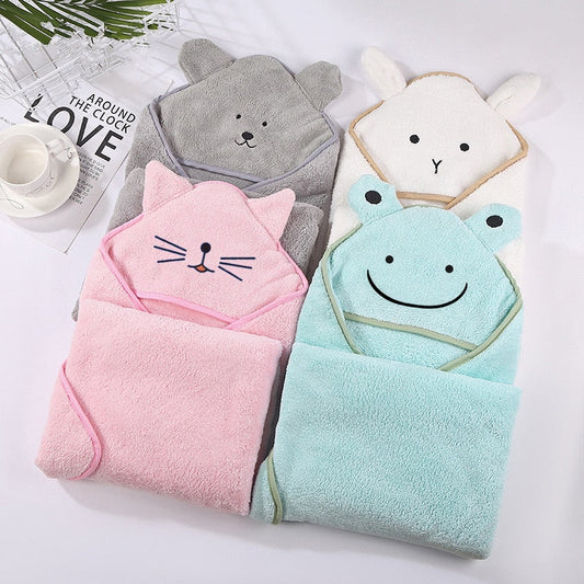 Soft unisex bamboo hooded baby bath towel, perfect for newborns and toddlers with sensitive skin.