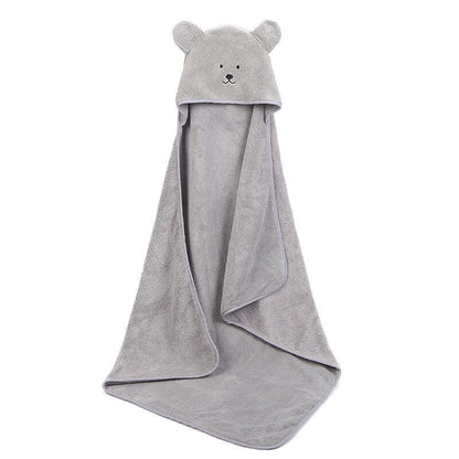 Absorbent unisex baby hooded bath towel made from bamboo, ideal for cozy bath times and beach fun.
