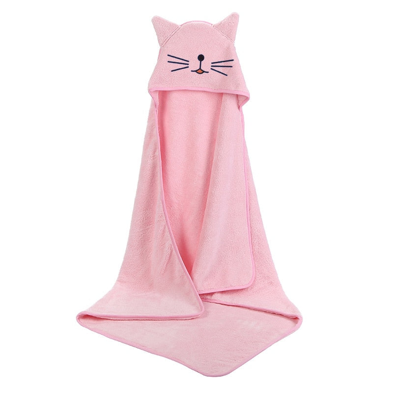 Adorable unisex baby hooded towel, perfect for keeping newborns and toddlers warm after bath or swimming.