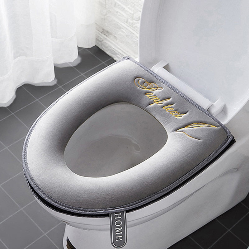 Soft universal toilet seat cover with zipper and handle for potty training comfort
