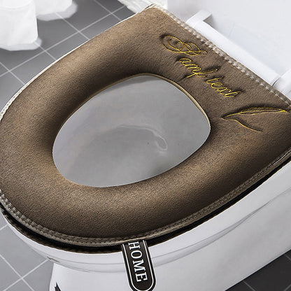 Grey soft universal toilet seat cover with zipper closure and handy pull tab