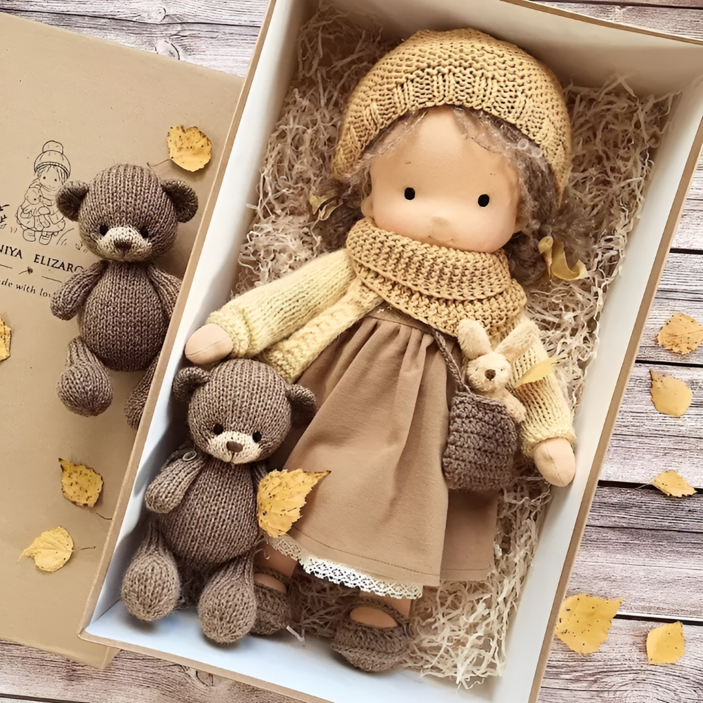 Waldorf doll for kids, soft and natural, promoting imaginative & educational play.