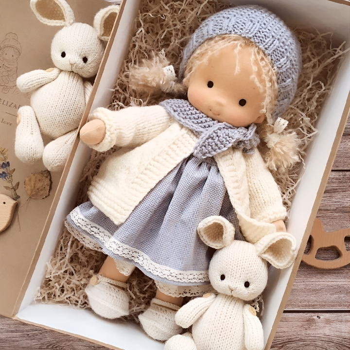 Beloved Waldorf doll, a soft organic cotton toy for imaginative children's play.