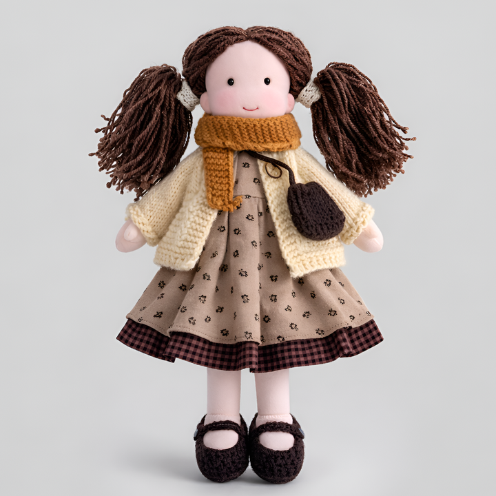 Soft Waldorf doll, natural materials, handmade cloth toy for creative child's play.