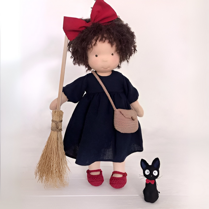 Natural cotton & wool Waldorf doll, handmade, super soft play friend for creative children.