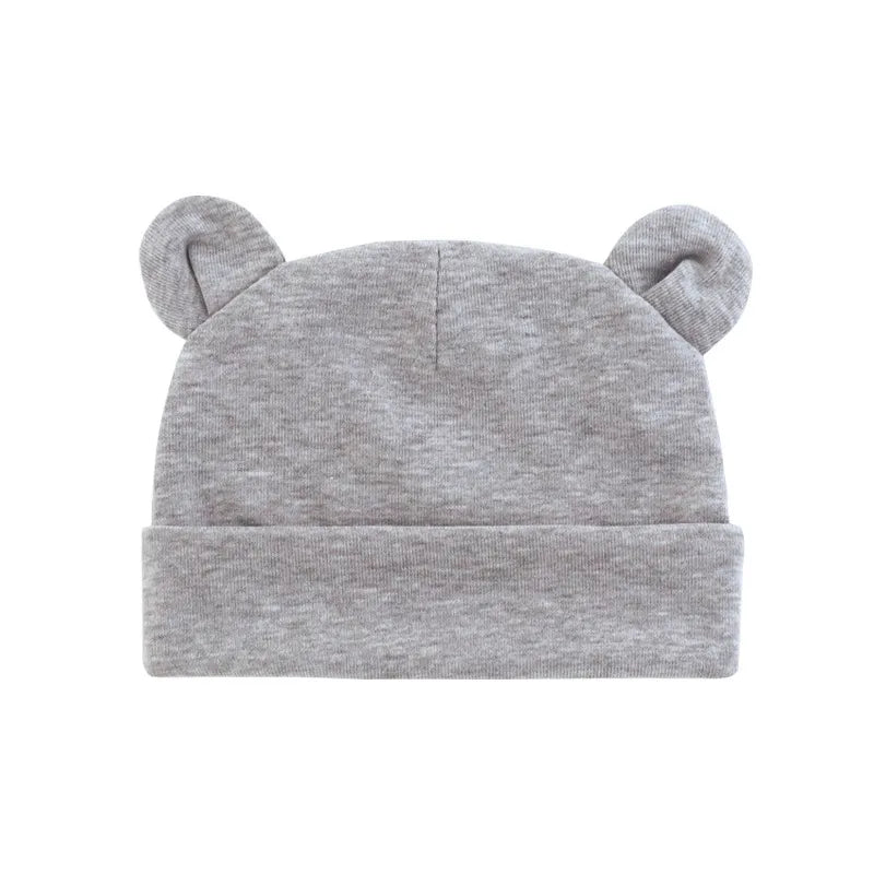 Blue baby cotton beanie, soft infant headwear for everyday wear, baby clothes.