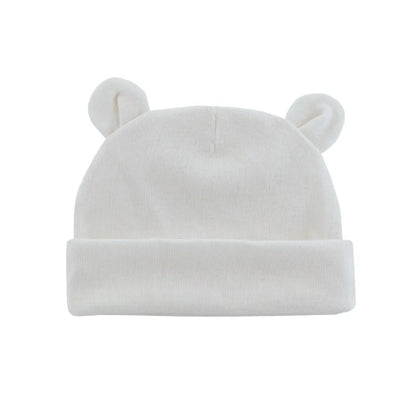 Pink baby cotton beanie hat, cute newborn accessory, perfect for 0-12 month baby gift.