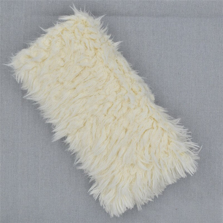 Newborn photography prop: soft faux fur blanket. Cozy infant photo shoot accessory, great baby gift or keepsake.