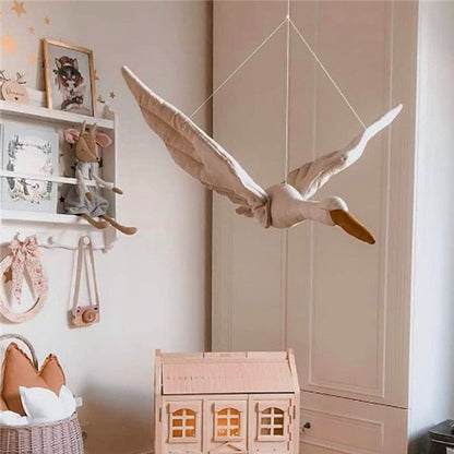 Beautifully crafted swan hanging, versatile as a nursery decoration, plush toy, or unique baby gift item.