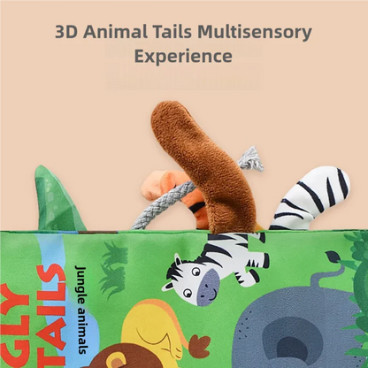 Infant playing with SoftTails educational fabric book, crinkly sounds & textures