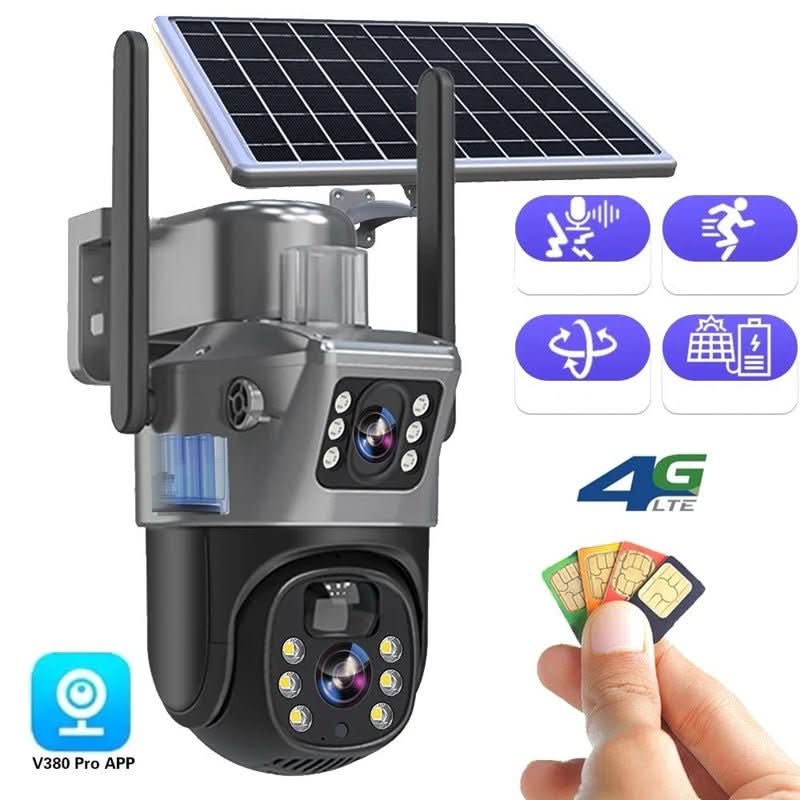 360° view 4K PTZ security camera with night vision & solar power for comprehensive outdoor monitoring.